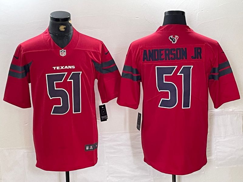 Men Houston Texans #51 Anderson jr Red Second generations 2025 Nike Limited NFL Jersey style 1